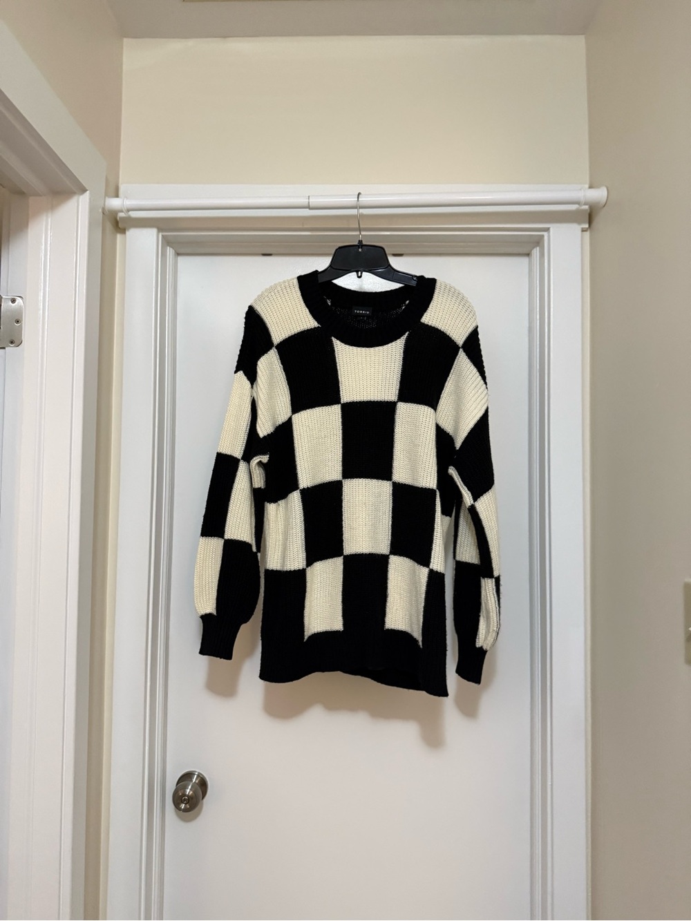 Torrid Women’s Black and Cream Checkerboard Knit Sweater